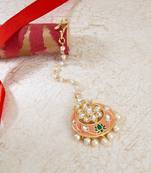 Peach pearl maang tikka