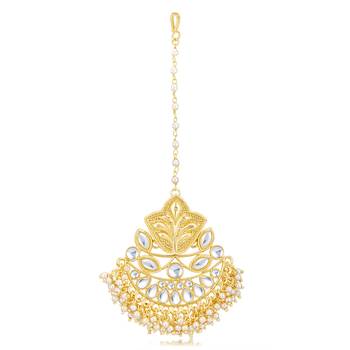 Gold pearl maang tikka 2