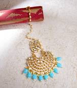 Blue pearl maang tikka