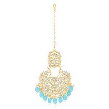 Blue pearl maang tikka 2