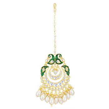 Green pearl maang tikka 2