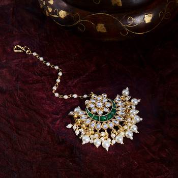 Green pearl maang tikka 1
