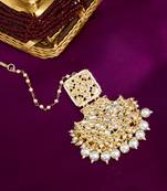 Gold pearl maang tikka