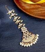 Maroon pearl maang tikka