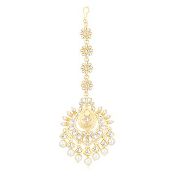 Gold pearl maang tikka 2