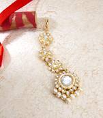 Gold pearl maang tikka