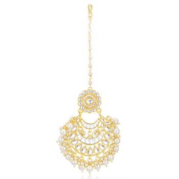 Gold pearl maang tikka 2