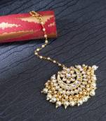 Gold pearl maang tikka