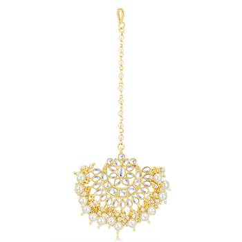 Gold pearl maang tikka 2
