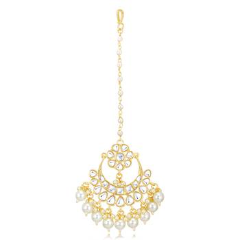 Gold pearl maang tikka 2