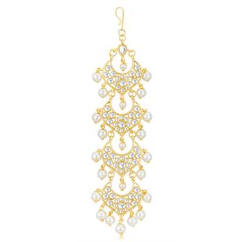 Gold pearl maang tikka 2