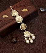 Gold pearl maang tikka