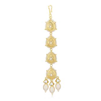 Gold pearl maang tikka 2