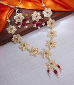 Maroon pearl necklace sets