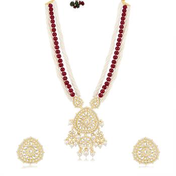 Maroon pearl necklace sets 2