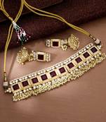 Maroon pearl necklace sets