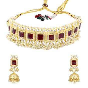 Maroon pearl necklace sets 2