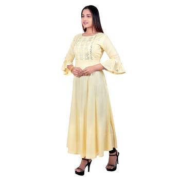 Yellow embroidered cotton kurtas-and-kurtis 3