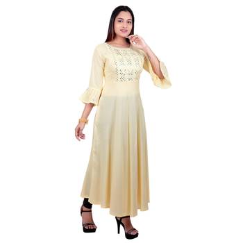 Yellow embroidered cotton kurtas-and-kurtis 4
