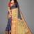 Blue woven banarasi saree with blouse