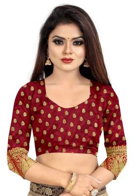 Blue woven banarasi saree with blouse 4