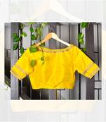 Yellow Raw Silk Designer Blouse