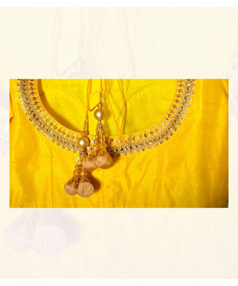 Yellow Raw Silk Designer Blouse