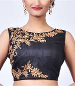 Black Raw Silk Designer Blouse