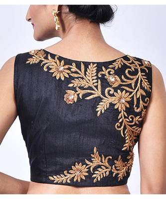 Black Raw Silk Designer Blouse 2