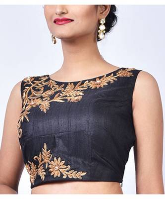 Black Raw Silk Designer Blouse 3