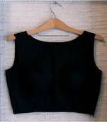 Raw Silk Boat Neck Black Designer Blouse