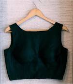 Raw Silk Boat Neck Green Designer Blouse