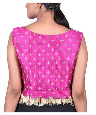 Magenta Raw Silk Bead Embellished Designer Blouse 2