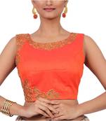 Orange Raw Silk Designer Blouse