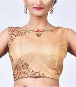 Gold Tissue Brocade with Embroidery Designer Blouse
