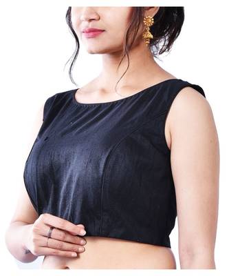 Black Raw Silk Designer Blouse 3