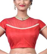 Red Raw Silk with Pearl Lace Designer Blouse