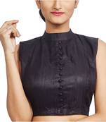 Black Raw Silk Designer Blouse