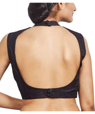 Black Raw Silk Designer Blouse 2