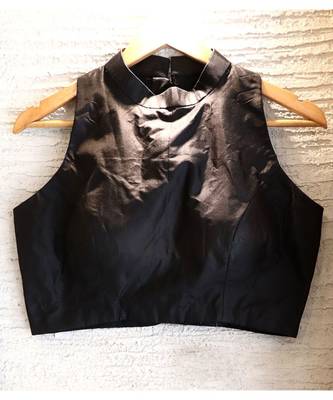 Pure Silk Halter Neck Black Designer Blouse 1