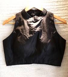 Pure Silk Halter Neck Black Designer Blouse