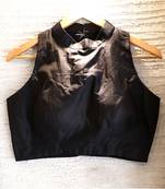 Pure Silk Halter Neck Black Designer Blouse