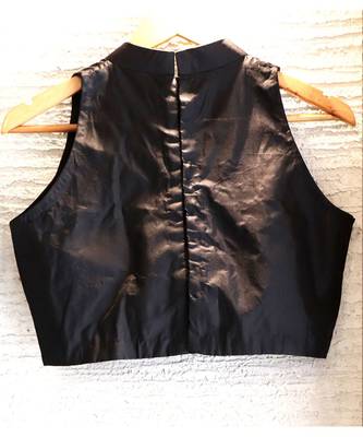 Pure Silk Halter Neck Black Designer Blouse 2