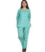 Green Carry Printed Pajama Set
