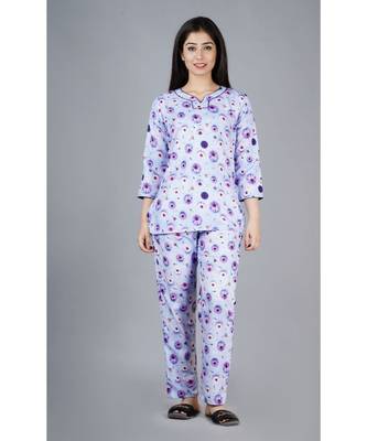 Lavender Flower Printed Lounge Wear 1