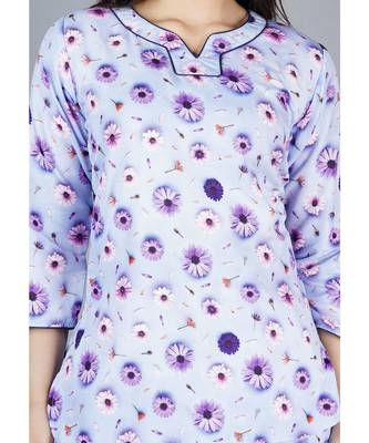 Lavender Flower Printed Lounge Wear 2
