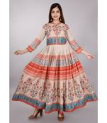 Orange Shimmer Floral Printed Kurti