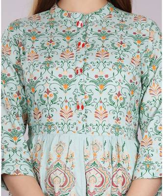 Sea Green Floral Printed Kurti 2