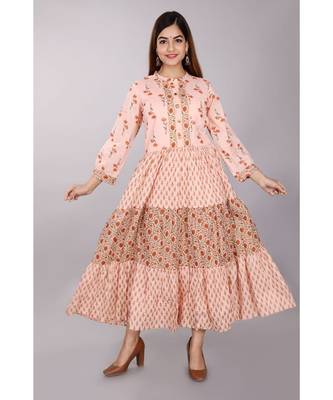 Orange Floral Printed Kurti 1
