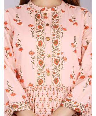 Orange Floral Printed Kurti 2